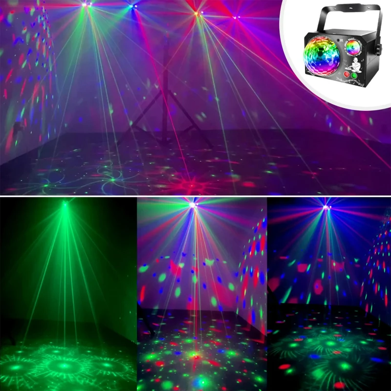 LED Stage Light 64 Pattern in One Laser Magic Ball RGB Light UV Purple Light Four in One Lights Effect Home Disco Party Lights