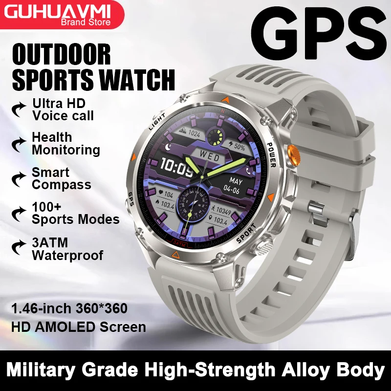2025 Nieuwe GPS Kaart Navigatie Smart Horloge Mannen Vrouwen Amoled Scherm 3ATM Waterdichte Sport SmartWatch Kompas NFC BT Call Horloges Mannen - afbeelding 1