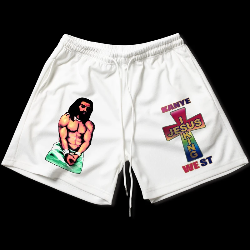 

Летние спортивные американские канье-вест, быстросохнущие, 230 г, моделирующие трехмерные чистые сухие баскетбольные шорты длиной до колена с тремя точками