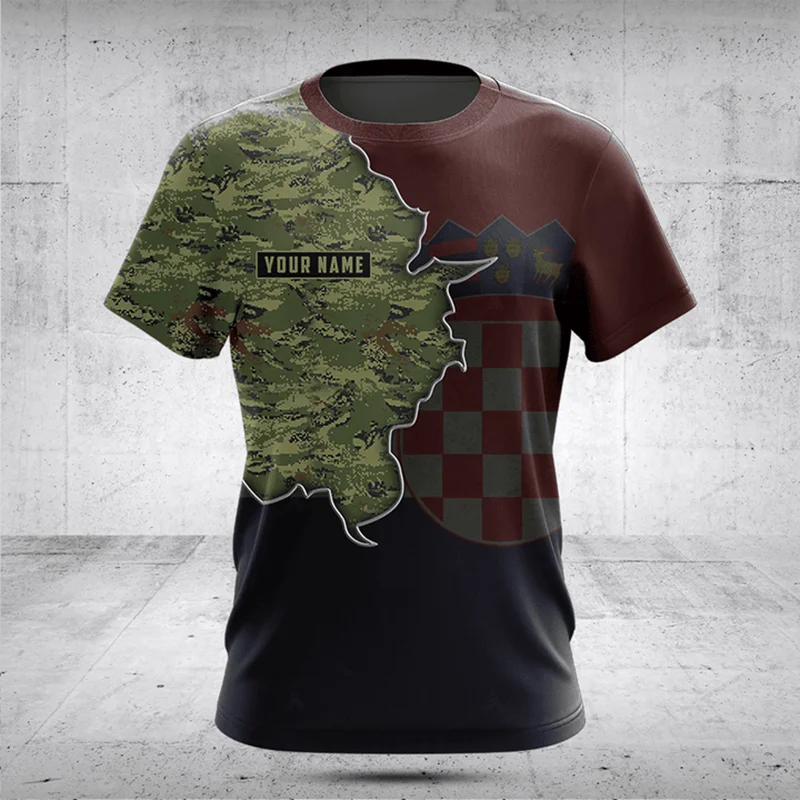 Customized Summer Casual Croatia Flag Rose Graphic T-shirts Crewneck Men's Fashion E-Sports Jersey Non Fading Short Sleeve Tops