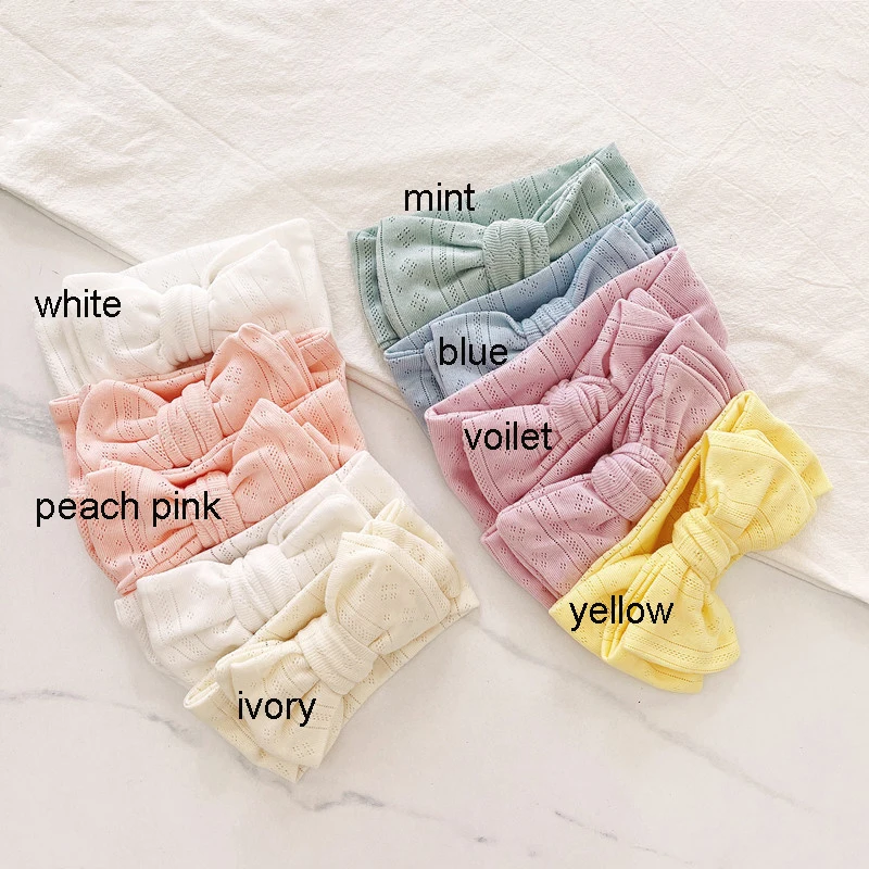 21pc/lot Newborn Cable Knit Bows Headband  Baby Large Double Layer Bows Elastic Hair Bands Girls Headwear Infant Head Wraps Bulk