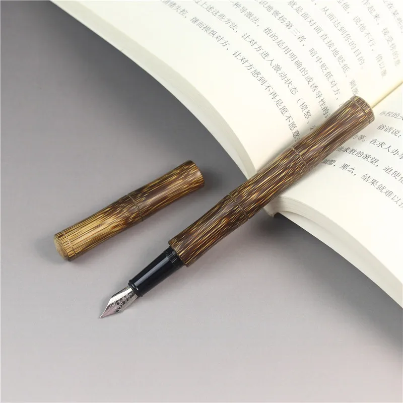 

Elegant Gold Wire Bamboo Fountain Pen - Fine Nib Calligraphy Pen, Smooth Rollerball Gel Pen, Perfect for Office Business