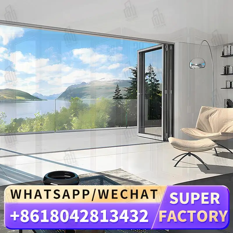 

Thermal Break Aluminum Bifolding Doors Foldable Tempered Glass Soundproof Modern Folding Door for Home Office Balcony