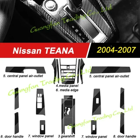 Для Nissan Teana J31 2004-2007 внутренняя центральная панель управления дверная ручка 3D 5D наклейки из углеродного волокна наклейки на автомобиль