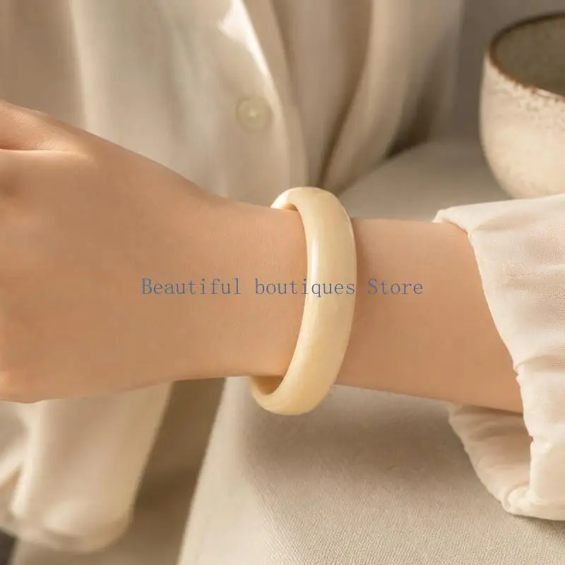 U4LF Wide Marbled Bangle Bracelet with a Closed-Loop Clasp-Free Profile
