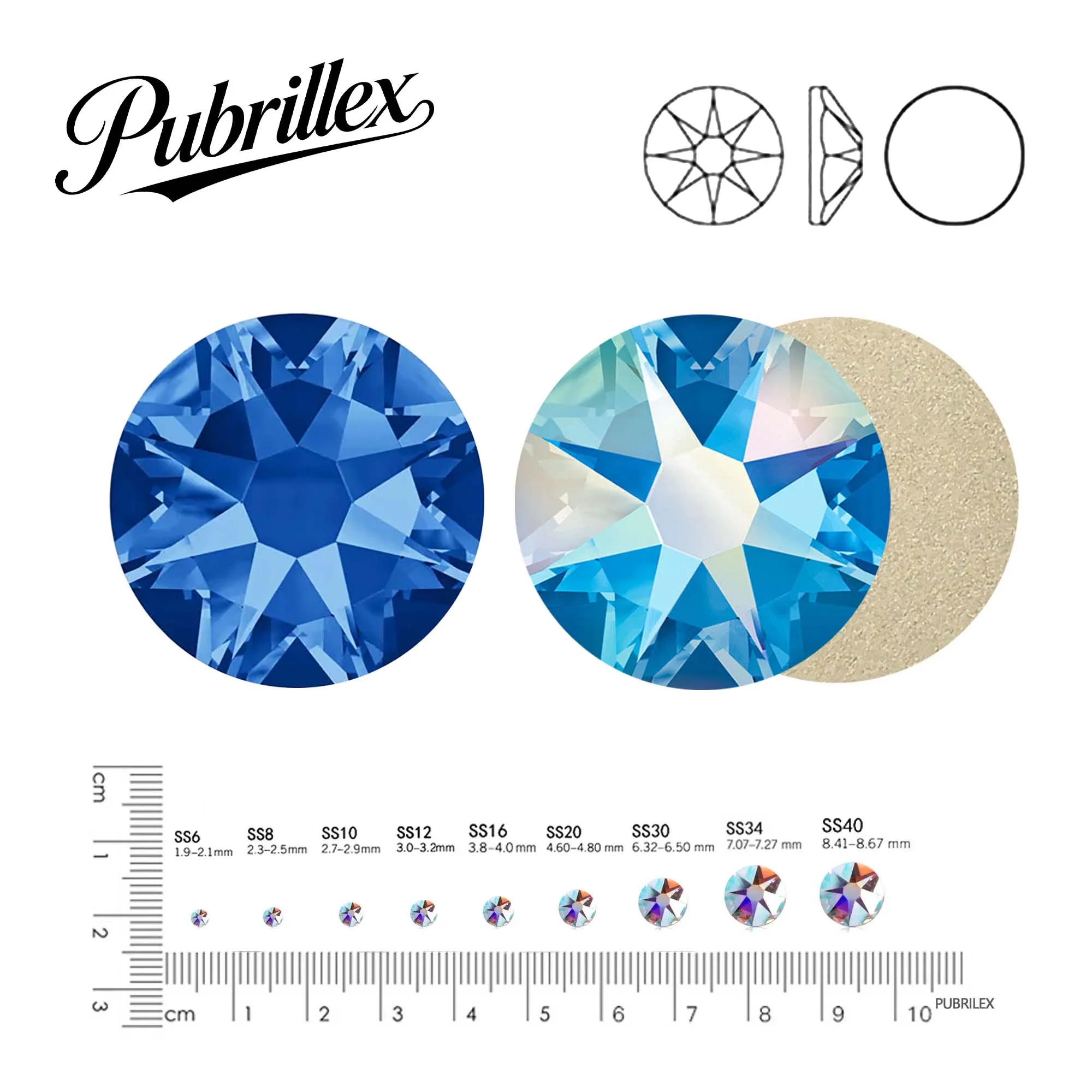 Saphir und Saphir AB Nagelkunst-Dekorationen Xirius Strass Nicht-Hotfix Steine und Kristalle Flache Rückseite Strass für Kleidung – Detail 1