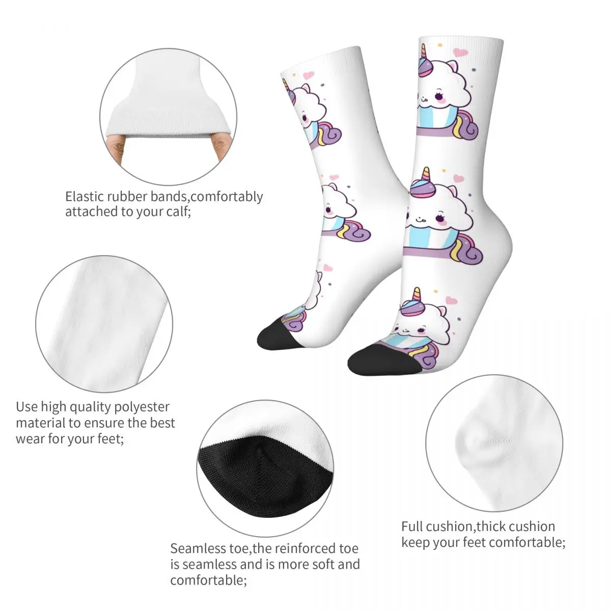 Cupcake Einhorn Socken Herbst Strümpfe lustige Männer hochwertige Socken Grafik Outdoor Anti-Rutsch-Socken