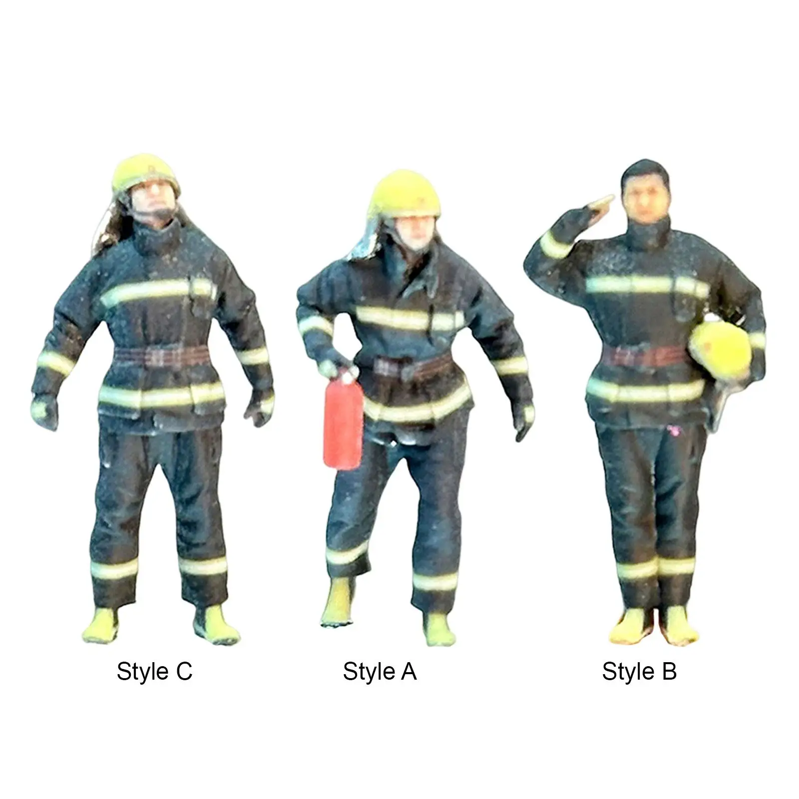 Miniature 1:64 Firefighter Figures Model Trains People Figures for DIY Scene