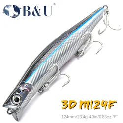 B&U Floating Minnow Jerkbait Lure Long Casting Lipless Wobblers Big Artificial Bait Saltwater Sea Bass Pike Fishing 3D Printing