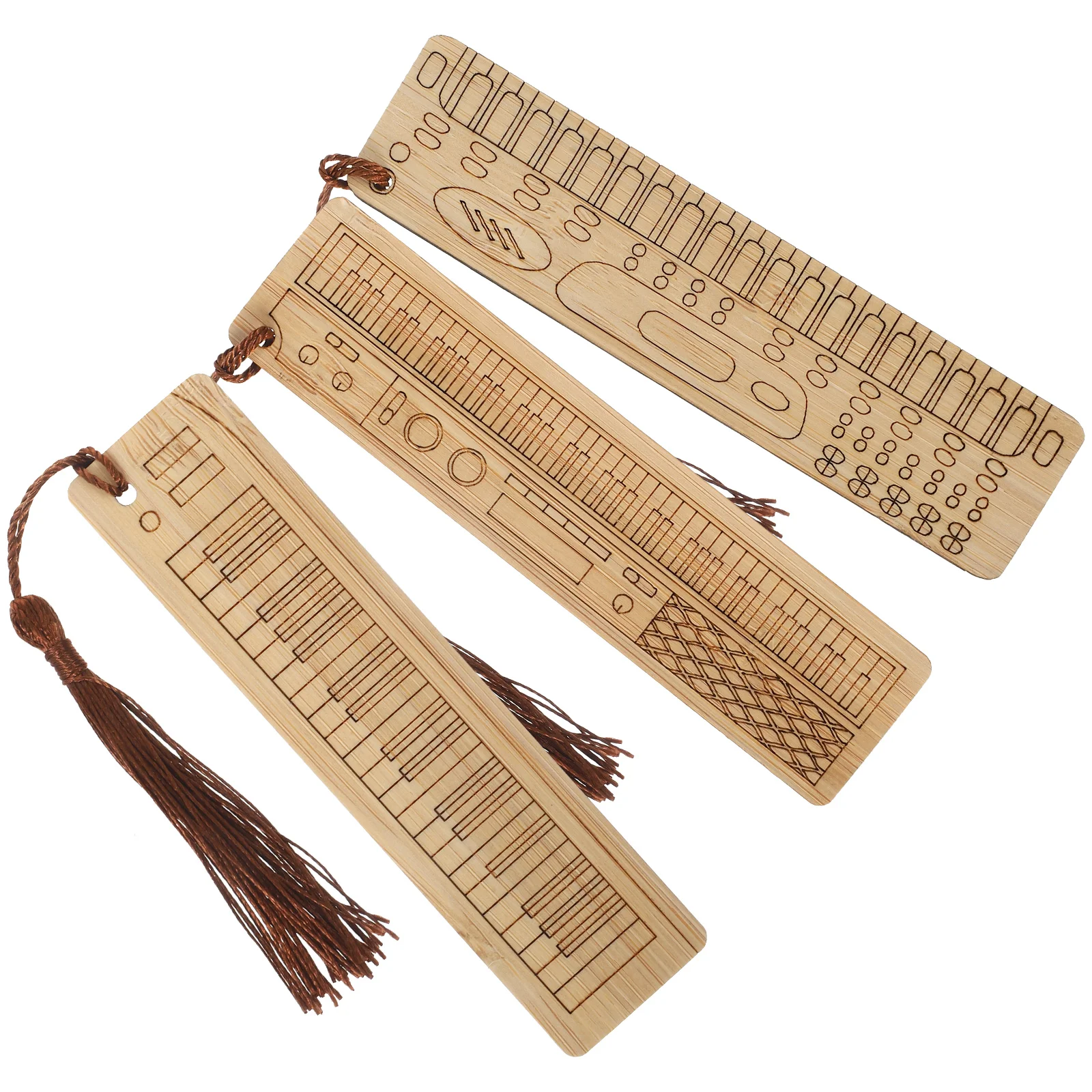 3Pcs Electronic Organ Shape Bookmarks Bamboo Bookmark for Adults Lightweight Page Markers Creative Reading Accessories