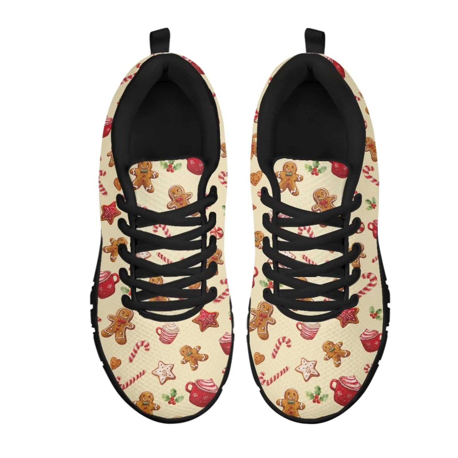 Coloranimal Gingerbread Women Cushioned Jogging Shoes for Long Standing Hospital Floor Non-Slip Sole Athletic Sneaker