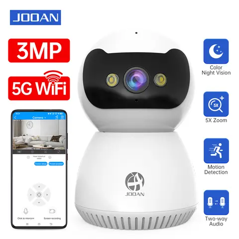 JOOAN 3MP PTZ IP 카메라 5G WiFi 홈 보안 카메라 컬러 야간 AI 추적 CCTV 감시 카메라 실내 스마트 베이비 모니터