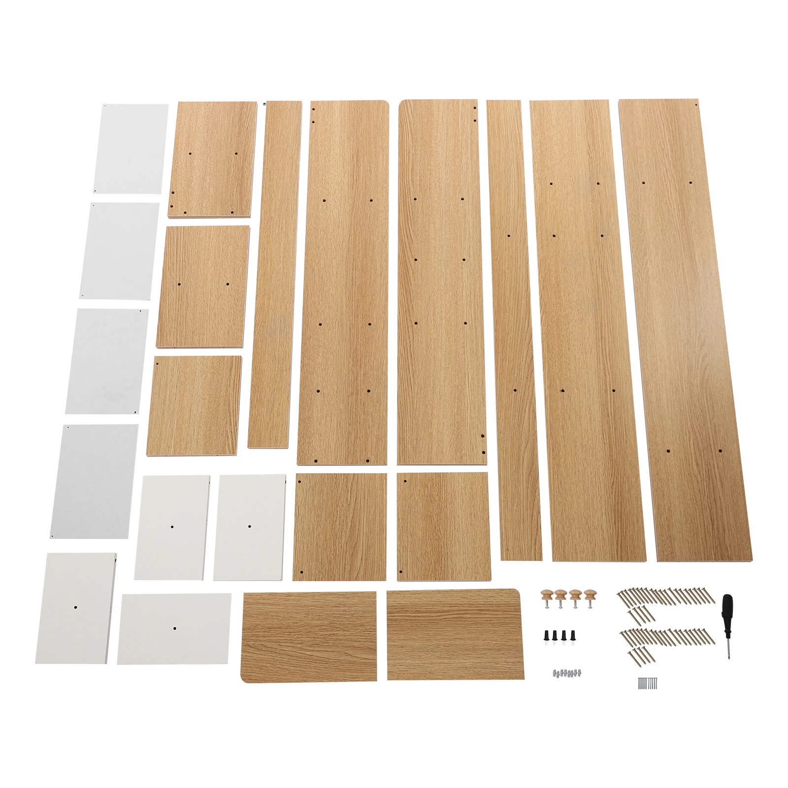 منظم قفص مكتب خشبي، حامل سطح المكتب مع 8 أرفف و4 أدراج، مكتب زينة مع قفص علوي فقط، رف مكتب صغير قابل للتمديد #6