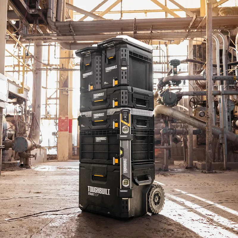 New Design TOUGHBUILT All-in-One Tool Box, Waterproof Stackable Rolling Storage Case for Electrician, Camping, Vehicle & Repair