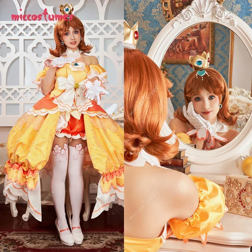 Miccostumes x akuoart Women\'s Princess Cosplay Costume Puff Sleeves Top and Shorts with Skirt and Gloves