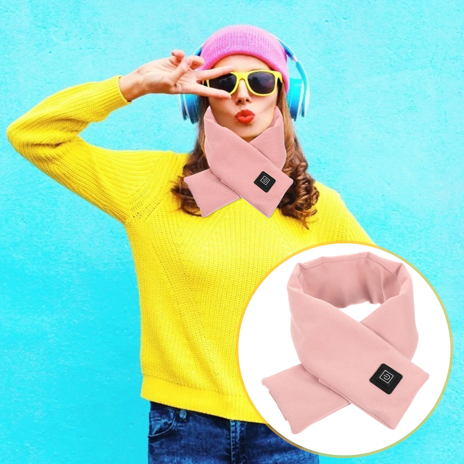 

1pc Smart Heating Scarf Foldable Warm Neckerchief For Winter Free Size Heating Neck Collar Washable Intelligent Heated Scarf
