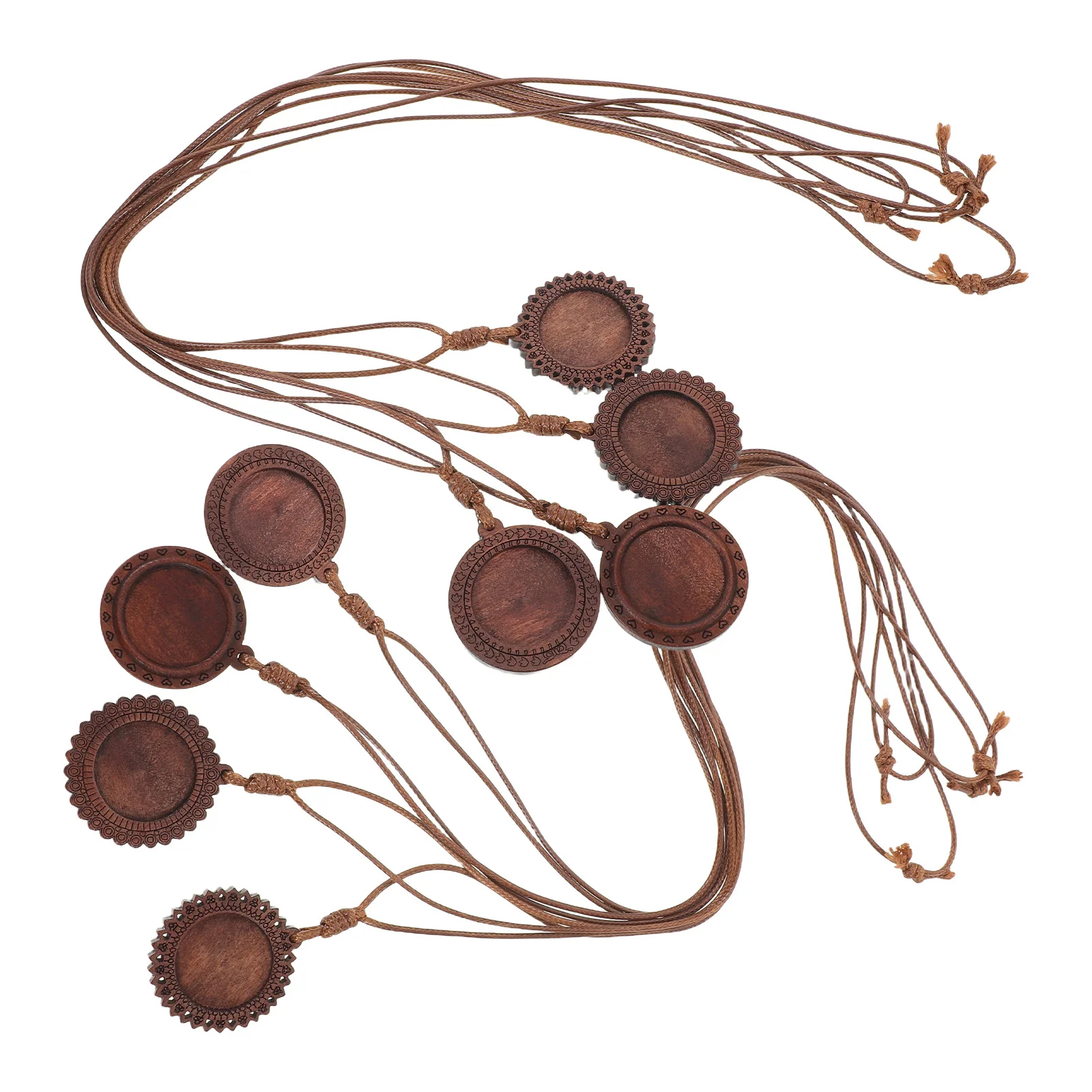 

8Pcs Wood Bezel Tray Round Pendant Wooden Blank Base Flower Edge Setting for DIY Jewelry Necklace Holder Wood Bezel
