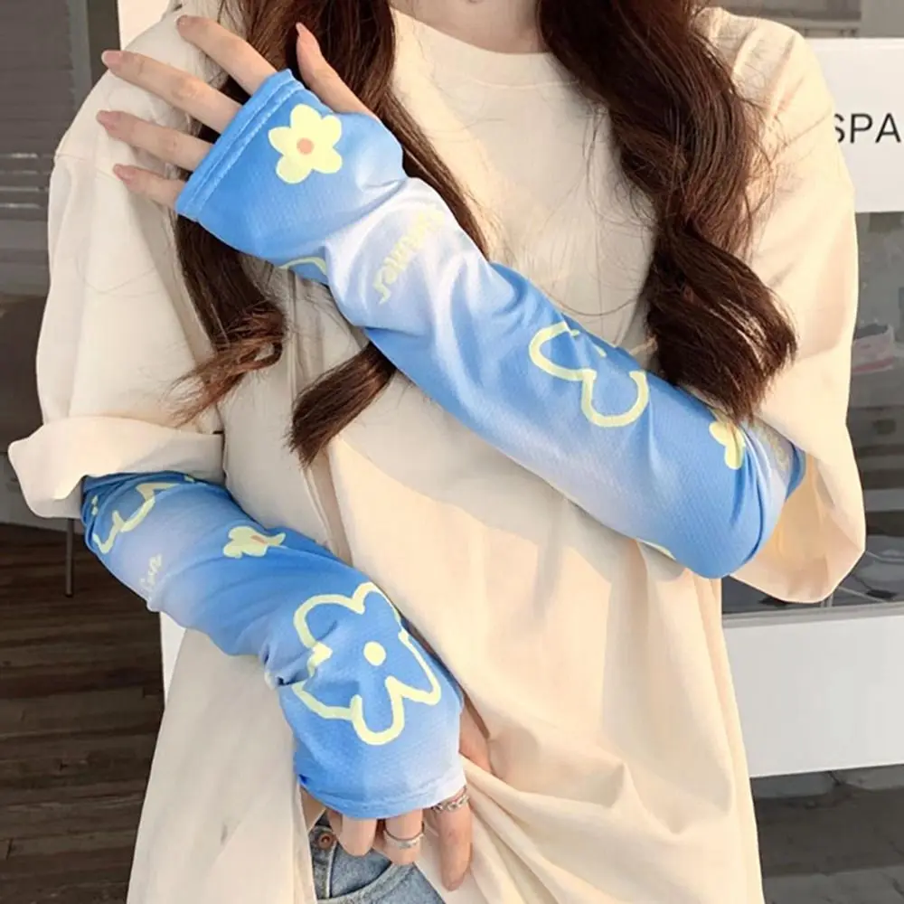 Outdoor Driving UV Protection For Women Printing For Girl Sunscreen Arm Sleeves Ice Silk Sleeve Sun Protection Cooling Sleeves