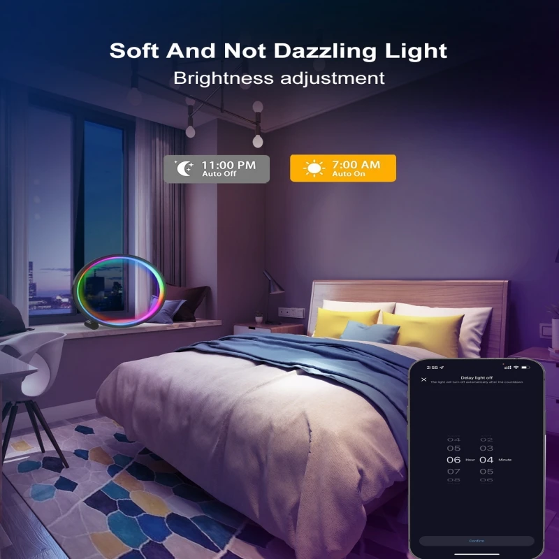 الذكية LED ضوء الليل RGB جو سطح المكتب مصباح عكس الضوء بلوتوث APP الموسيقى مزامنة الإضاءة المحيطة لغرفة الألعاب ديكور غرفة نوم