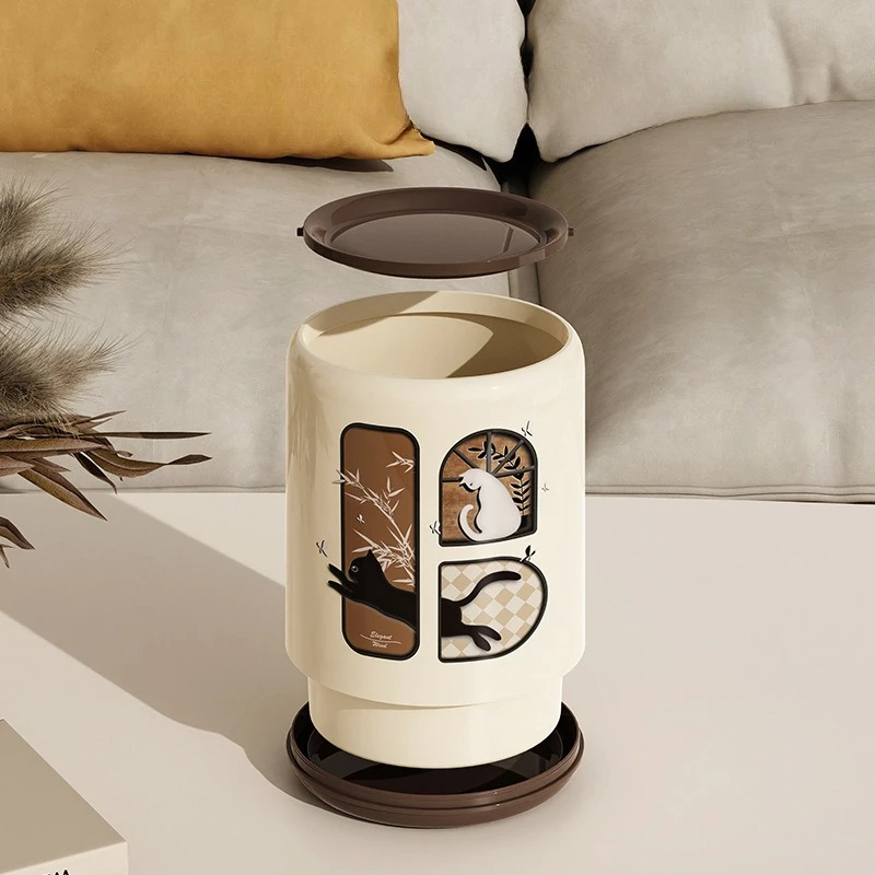 Desktop Trash Can, Countertop Large Capacity Retro High Value Creative New Home Cute Big Shaking Cover