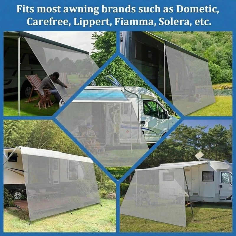 RV Awning Sun Shade Screen Sunshade Kit Camper Awning Shade Screen UV Blocker Completed Kits Motorhome Mesh Sunscreen