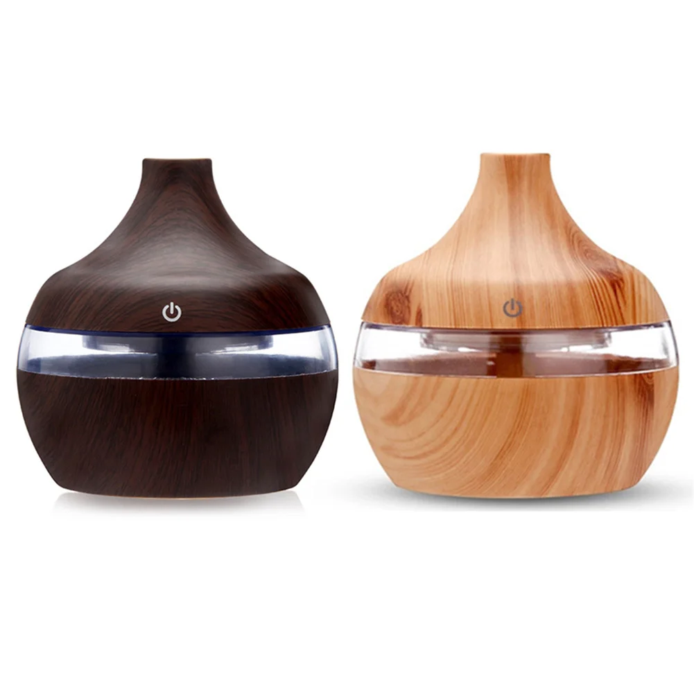 Electric  Air Humidifier ABS Essential Aroma Oil Diffuser Ultrasonic Wood Grain Room Desktop LED Light Mist Maker