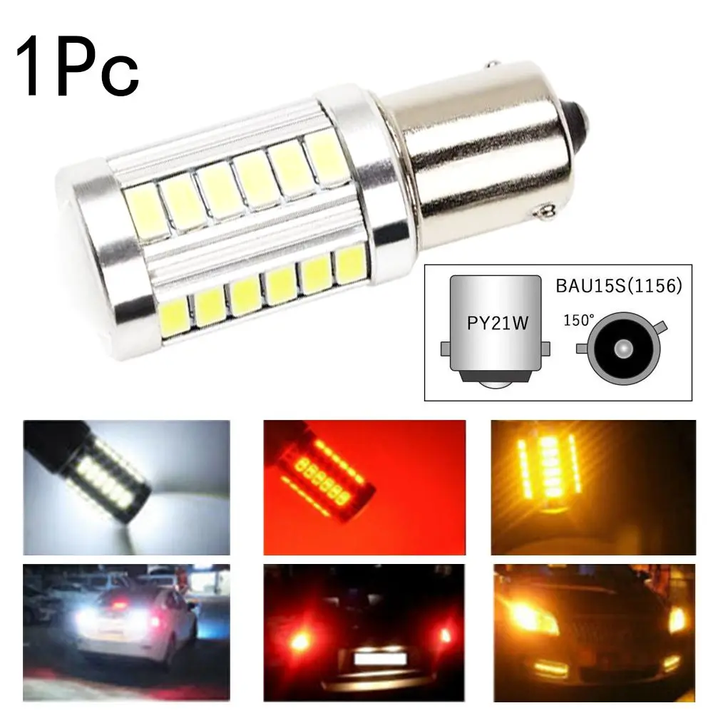 

Vehicle Parts Yellow/Red/White Turn Signal 33SMD Daytime Running Light 1156 BAU15S PY21W LED Bulb