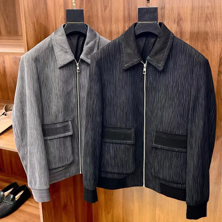 

Customized New Winter 2025 European and American men's wear collection Long-sleeved lapel suede Coat jacket