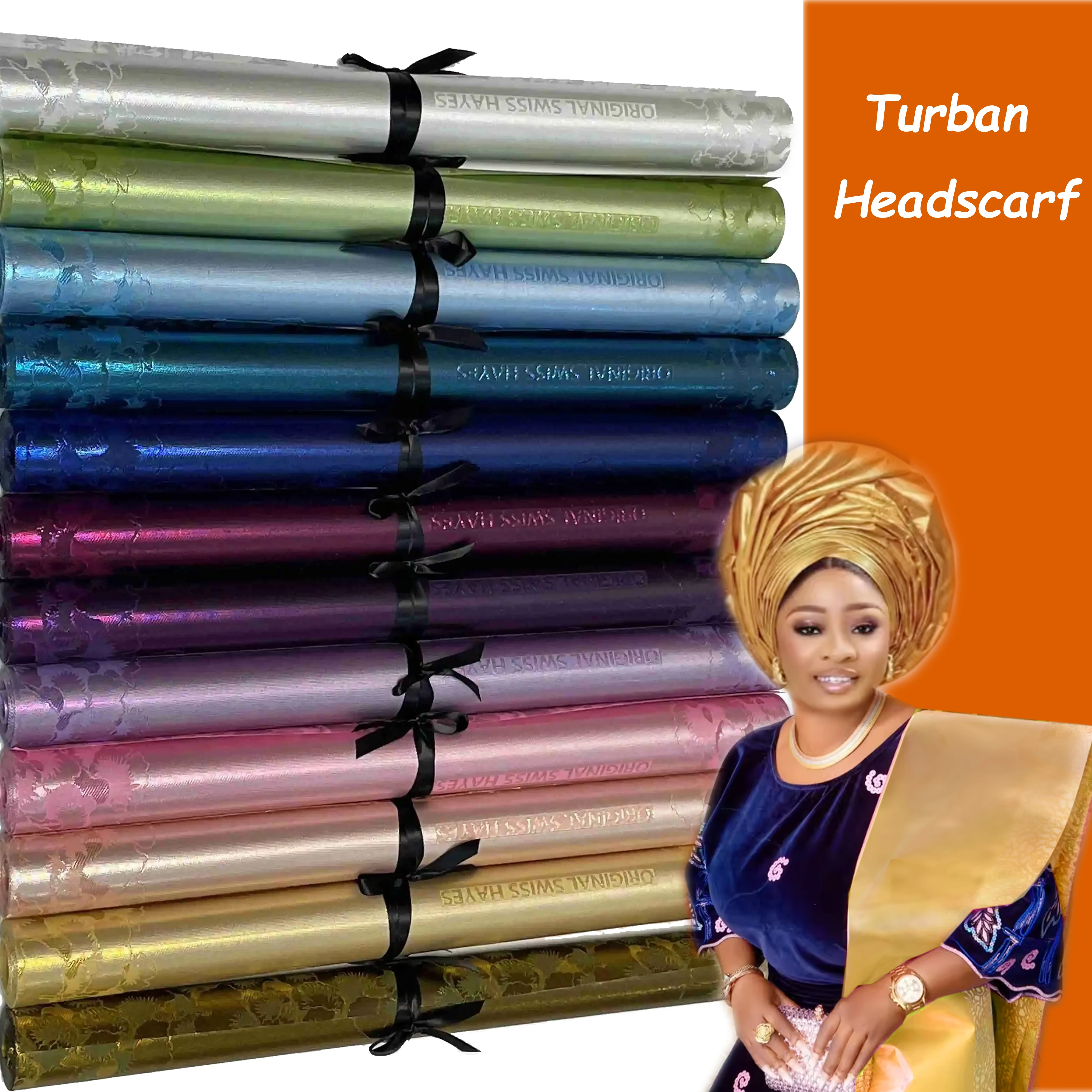 

2025 New African Sego Gele Material Original Headtie Wrapper Hat Fabric 3D Print Embroidery Best Quality Red For Wedding