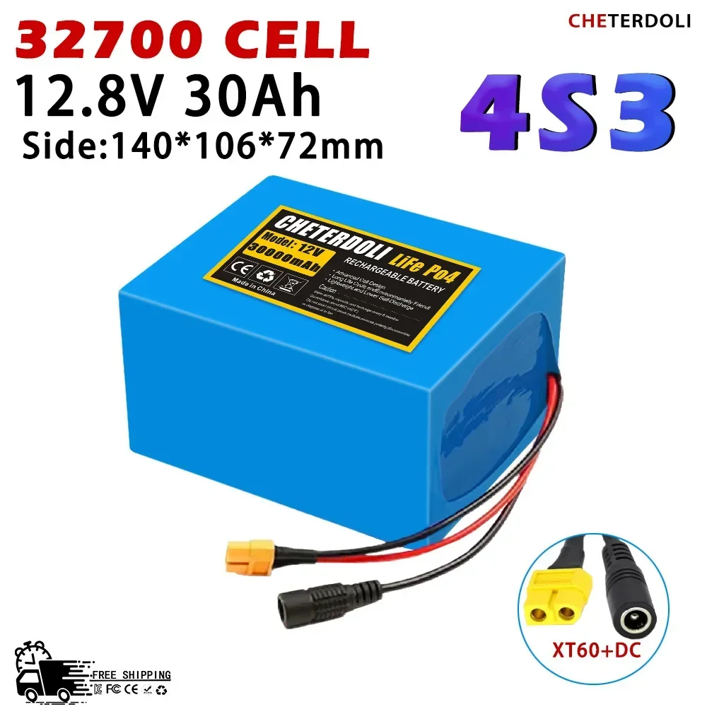 32700 Lifepo4 Battery 12V Battery Pack 30000mAh 4S3P Built-in 40A Balanced BMS for Electric Boat and Uninterrupted Power Supply.