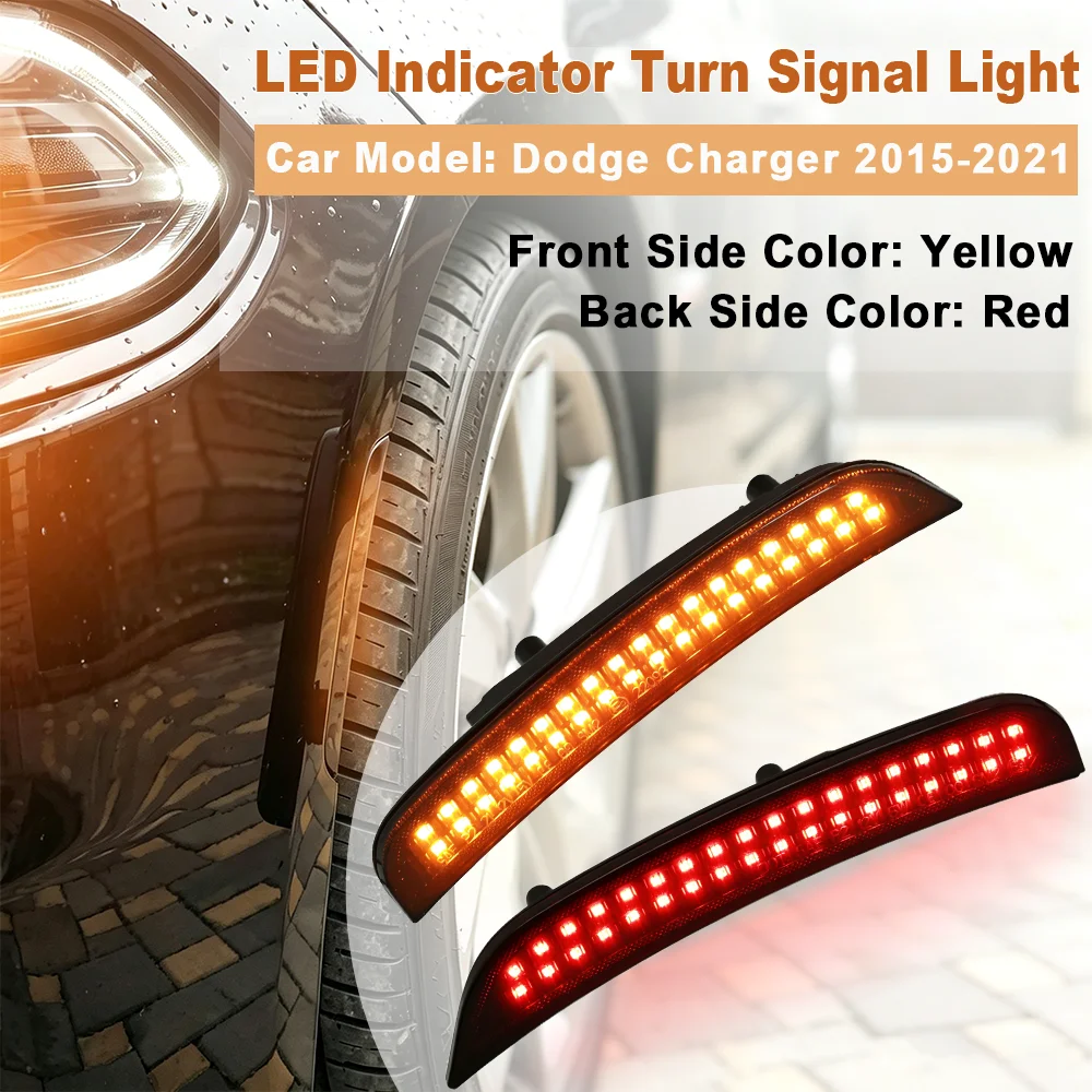 

For Dodge Charger 2015-2021 LED Car Front/Rear Bumper Side Marker Light Turn Signal Lamp/Driving Lights Auto Accessories