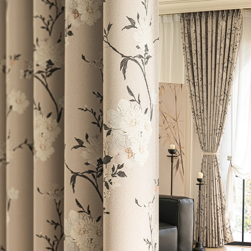 Custom Size French Full Blackout Downton Abbey Chenille Elegant Luxury Curtains for Living Dining Room Bedroom Door Fashion