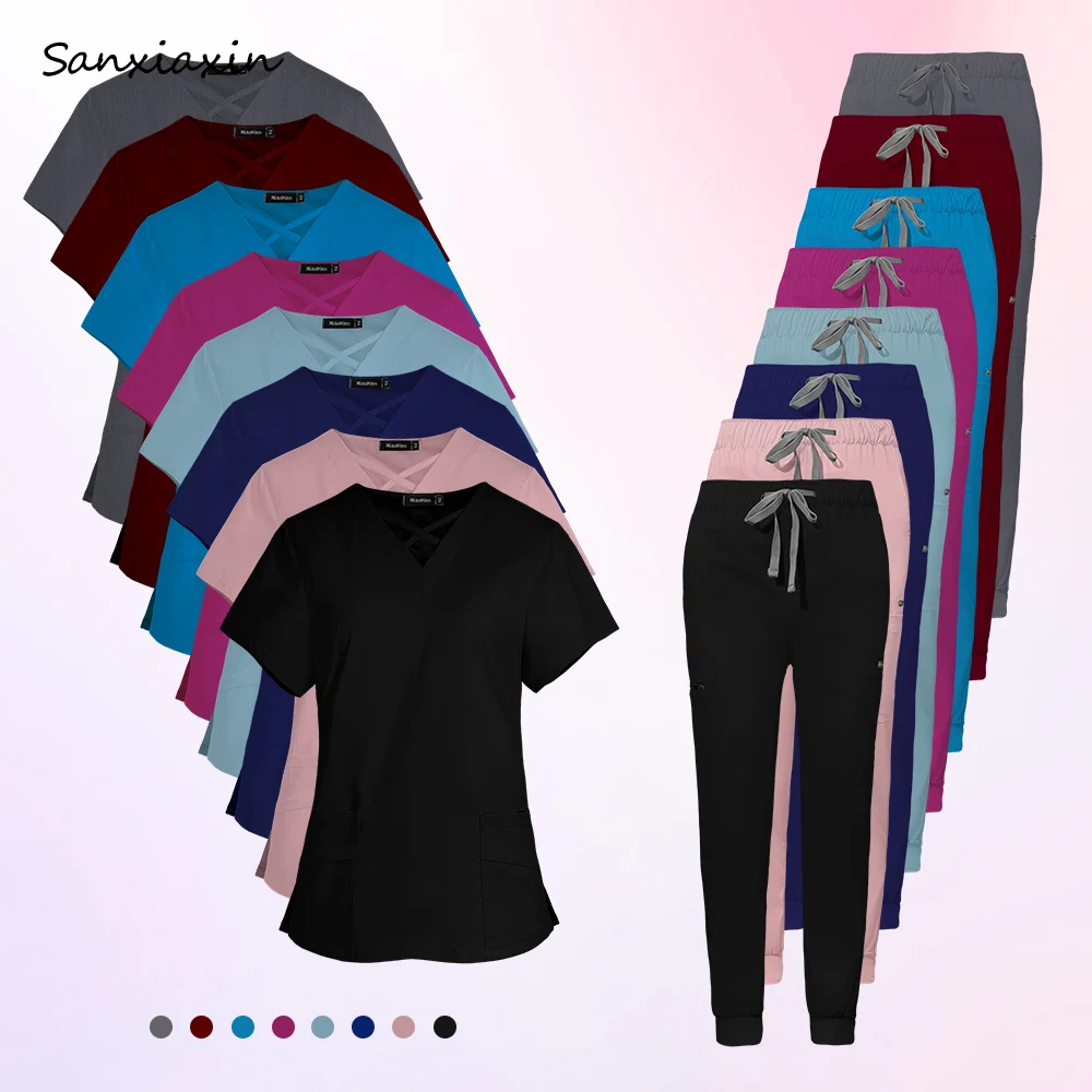 

Оптовая продажа, эластичная мягкая хирургическая рабочая одежда для операционной, комплекты для бега против морщин, медицинские скрабы для кормления, комплекты униформы для женщин