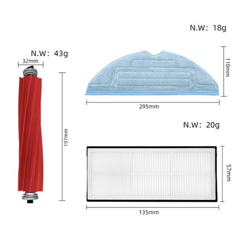 Rolo escova de limpeza escova mop filtro escova lateral peças reposição para xiaomi roborock s7 t7s t7plus g10 aspirador pó