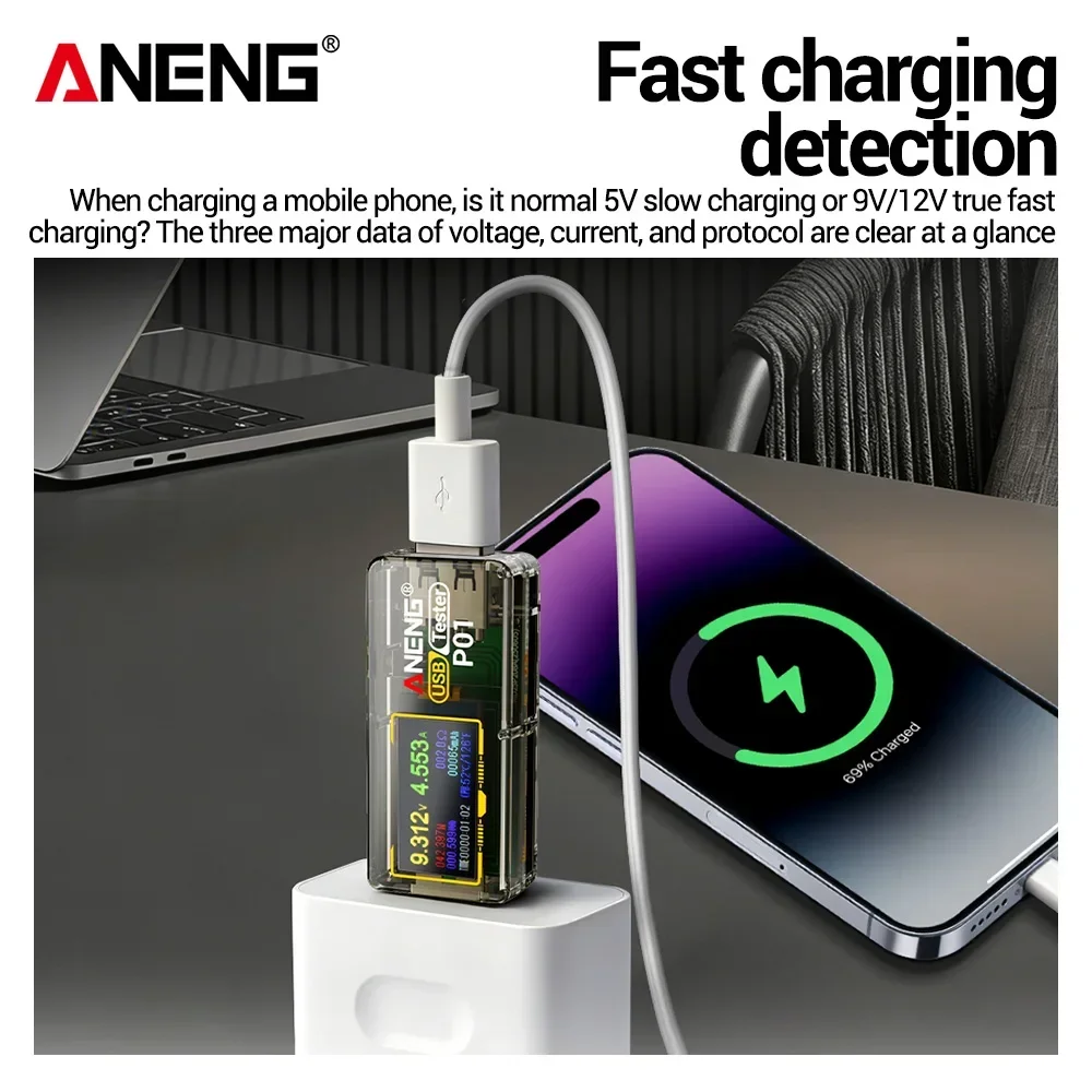 ANENG USB Tester Type-C Voltmeter Ammeter  Fast Charge Detection Trigger Capacity Measurement Ripple Measurement Tools