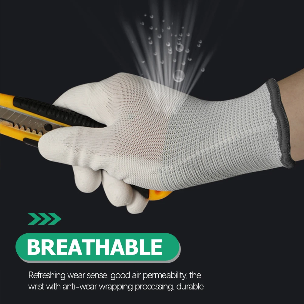 12pcs 12 Pairs Anti Static Protective Gloves Nylon Non-Slip Fingertip Gloves For Pc Building Electronics Repair Welding Flame