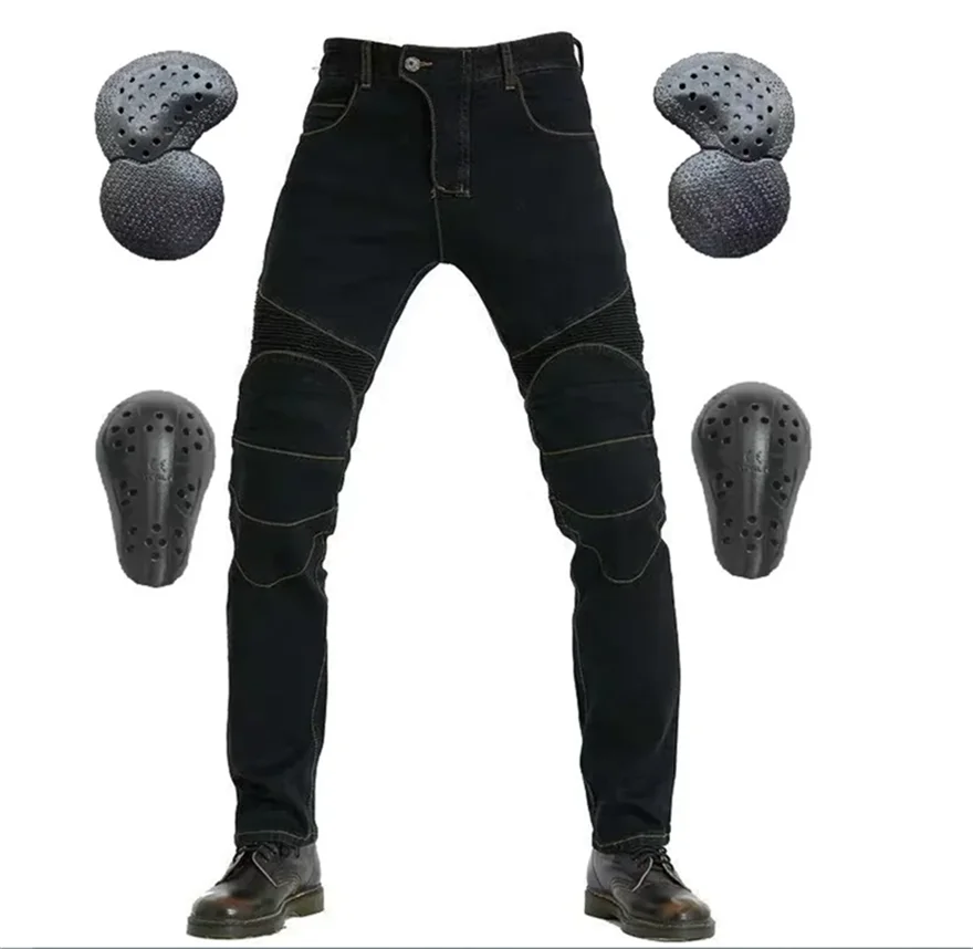 

Мотоциклетные брюки для улицы, мотоциклетные черные, синие джинсы для верховой езды, байкерские рабочие брюки, брюки для мотокросса со съемными CE, бронированные