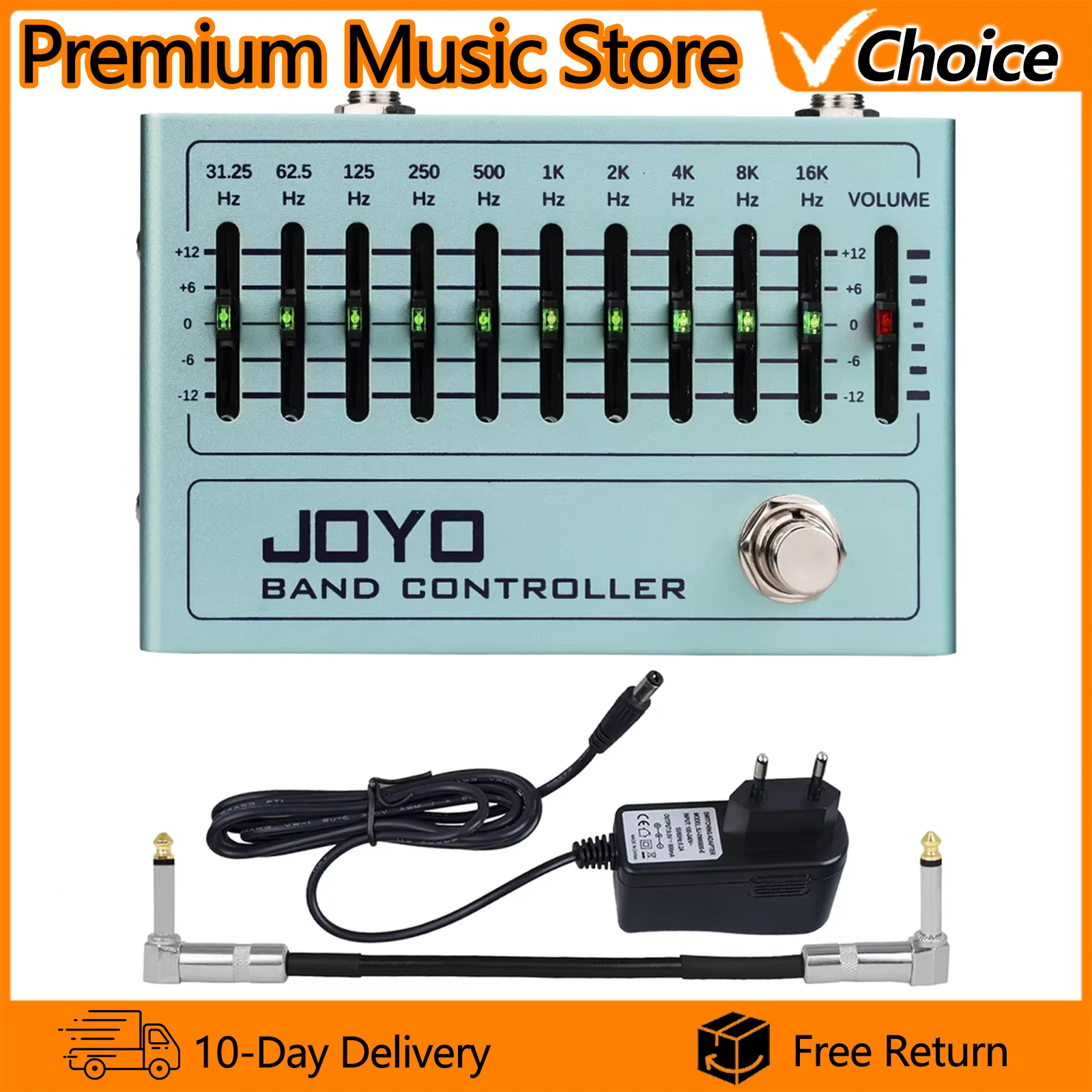 JOYO Guitar Effect Pedal R-12 BAND CONTROLLER Equalizer Pedal 31.25Hz-16kHz 10 Band EQ for 4/5/6/7 String Electric Guitar Bass