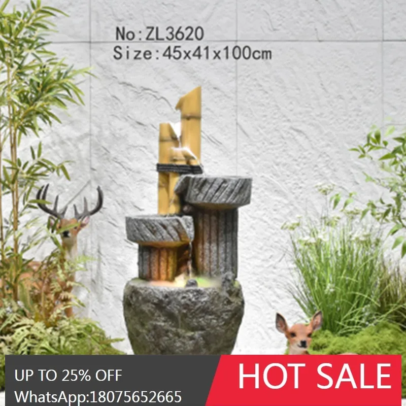 HLZ  Rockery Fountain Water Flow Ornament Living Room Fish Tank Hallway TV Cabinet Side Water Feature