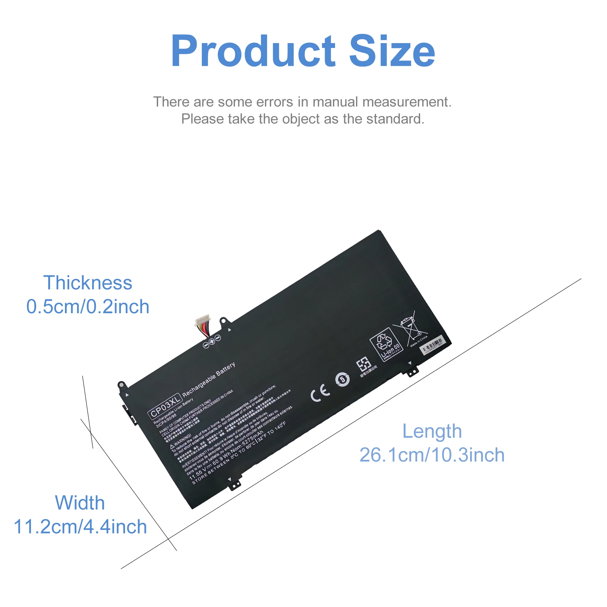 CP03XL Battery For HP Spectre x360 13-ae049ng 13-ae040ng 13-ae052nr 929066-421 929072-855 HSTNN-LB8E 11.55V 5275mAh