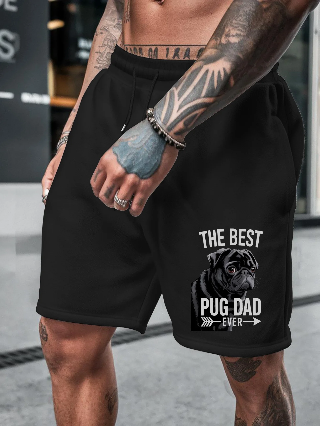 Summer Men's Casual Pug Print Shorts Breathable Skin-friendly Fabric Stylish Versatile Suitable for Sports and Everyday Wear
