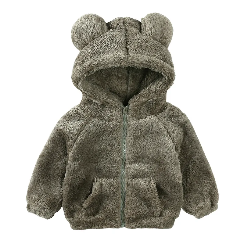 Children jacketet autumn and winter plush warm Korean version 0-7 years old boys girls casual hooded coat fashion Kids clothing