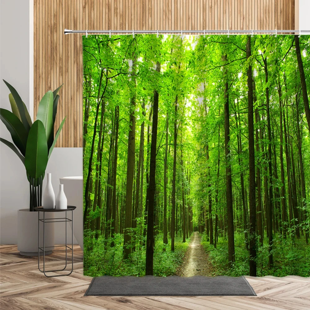 3D foresta tropicale paesaggio naturale tenda da doccia impermeabile alberi verdi muschio foresta profonda bagno divisorio schermo tenda da bagno