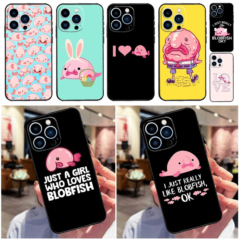 Cute Blobfish Phone Case For iPhone 16 15 13 12 11 14 Pro Max Mini X XR XS MAX 14 Plus Cover