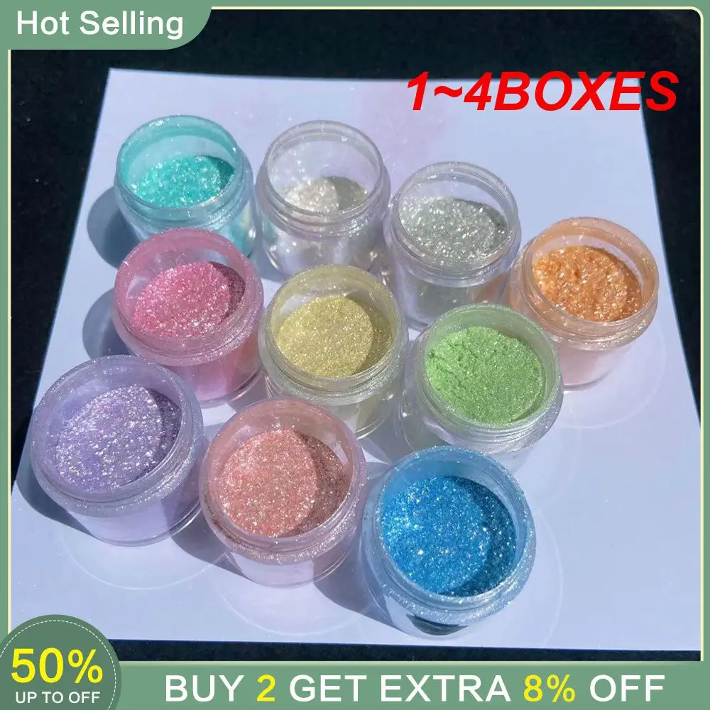 1~4BOXES Nail Glitter Firm And Long-lasting Round Box Aurora Glitter Nail Supplies Nail Decoration Easy To Color 5g Glitter