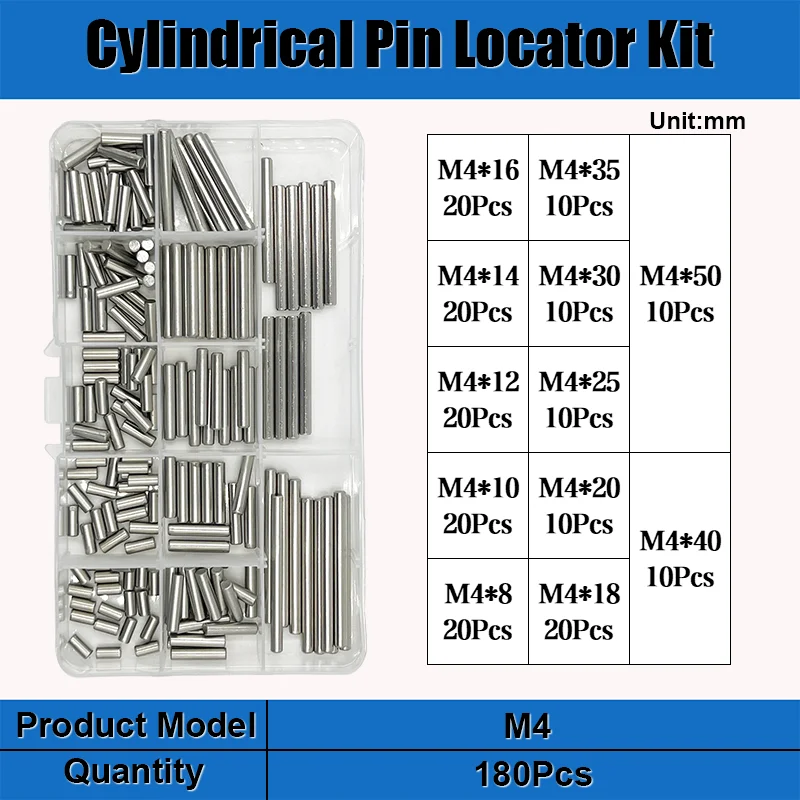Zylindrischer Edelstahls tift m1 m 1, 5 m2 m2, 5 m3 m4 m5 m6 m8 Position ierungs dübel feste Welle fester Befestigungs stift Metallstab satz