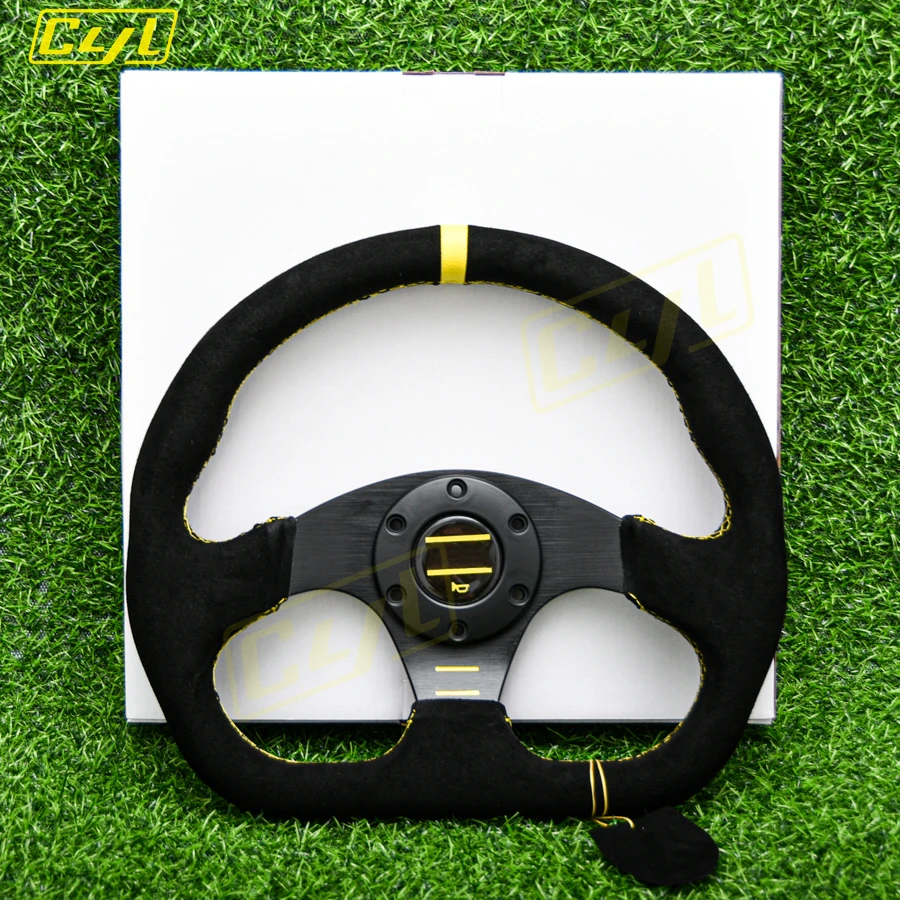 Volant En Cuir 350 Mm/14 Pouces Pour Volant De Course En Cuir Noir À 6 Boulons De Style Greddy