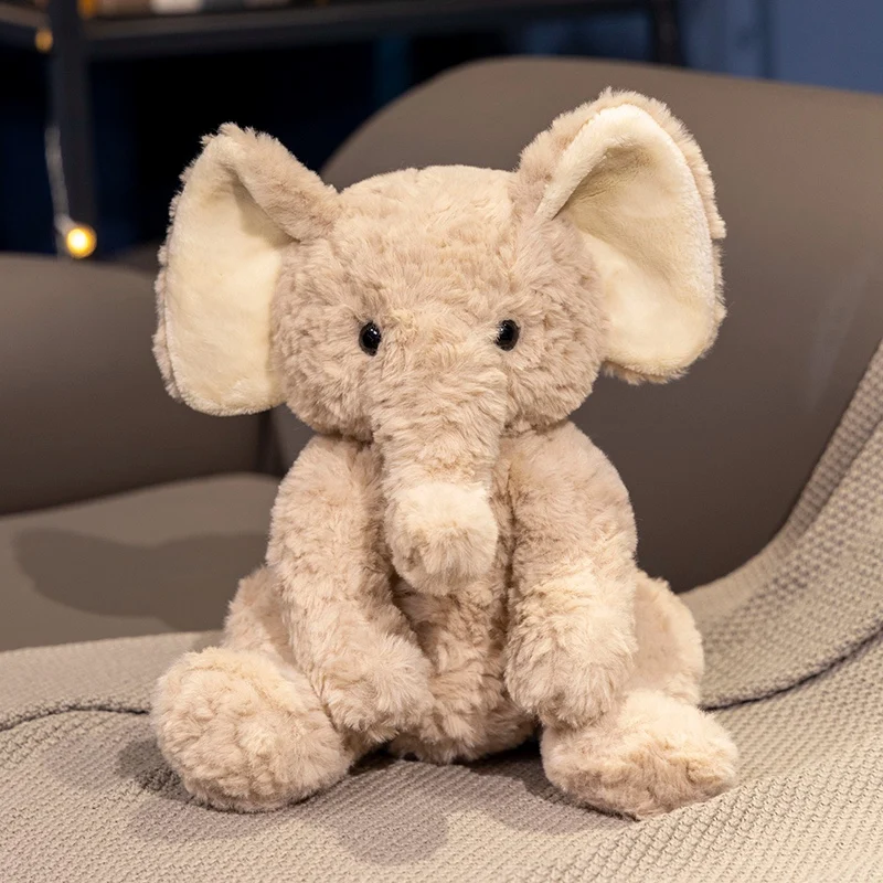 Elefante sentado bonito de 28CM, juguetes de peluche, almohada de felpa de elefante suave, muñeco apaciguador para regalos de Navidad y cumpleaños