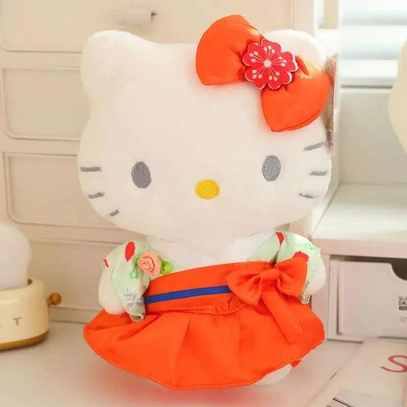 

Miniso's latest maple leaf style hello kitty stuffed plush toy, cartoon anime cute pillow, children's birthday gift doll