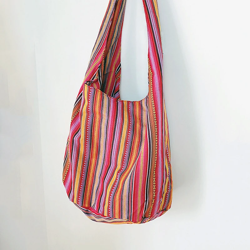 Damen Boho Chic Aztec Tote Bag Ethnic Sling Umhängetasche Schultertasche für Arbeit Reisen Lady Stricken Canvas Gypsy Hippie Bag – Detail 23